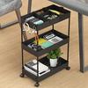 Bathroom Shelf Kitchen Cabinet Mobile Shelf 4-Level Casters White