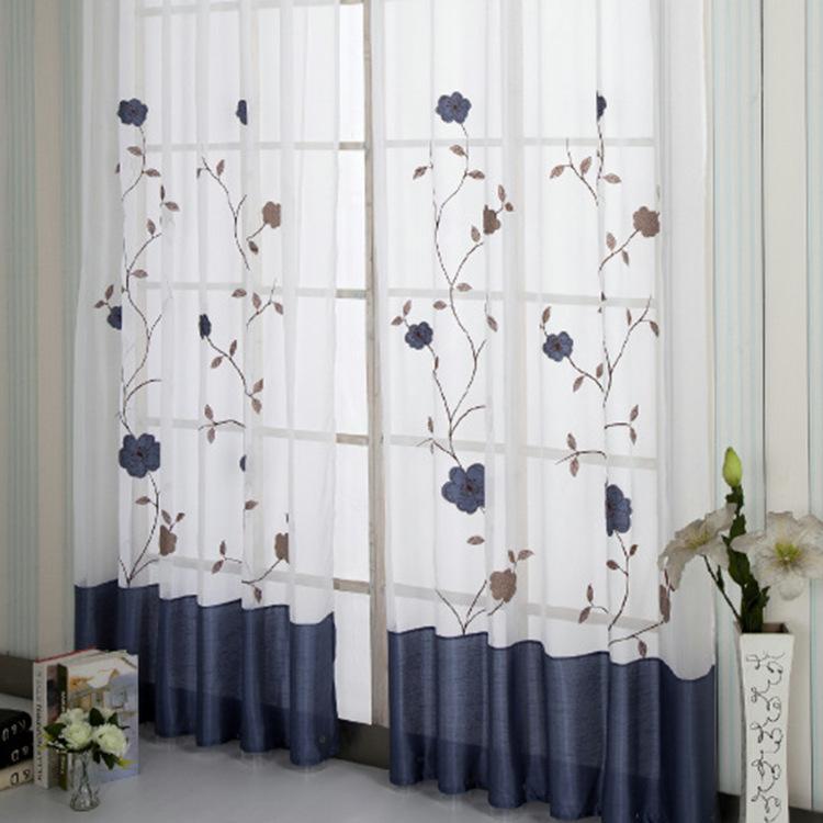 09Ya91 Yarn Splicing Computer Embroidery Large Curtains, Window Screens