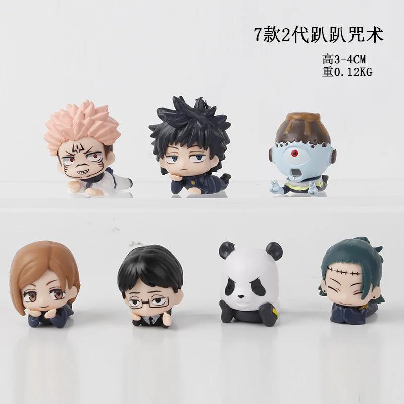 7 шт./комплект Мини-фигурки Аниме Jujutsu Kaisen в лежачем положении 3-4 см Сатору Годжо Мини Милые GK ПВХ Статуэтка Коллекционные Игрушки