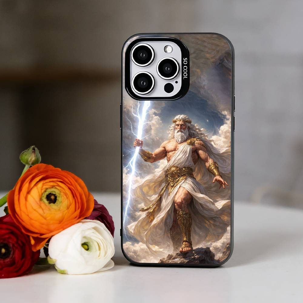 Zeus Phone Case For iPhone 17,16,15,14,13,12,11 Plus,Pro Max,XS,Colorful Silver Phone case Funda Cover