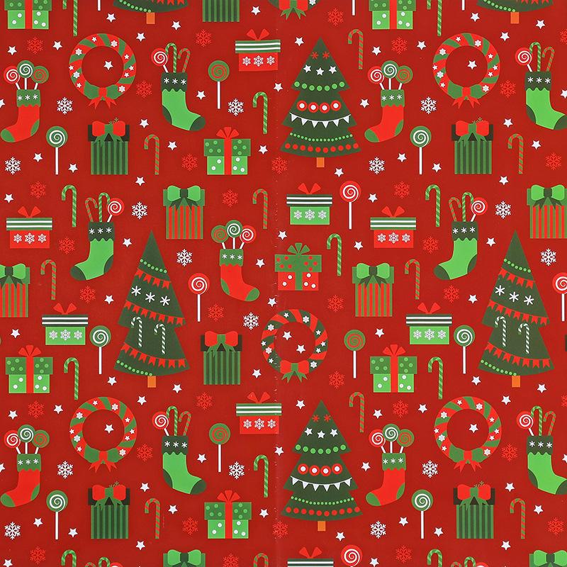 Рождественская подарочная упаковка: Плотная мелованная бумага с деревьями и лосями