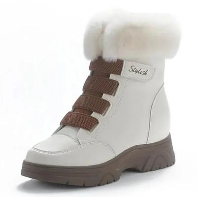 Модные 7 см мех животных натуральная кожа мягкая платформа танкетка зимние плюшевые меховые весенние женские теплые прочные ботильоны осенняя обувь с крючками