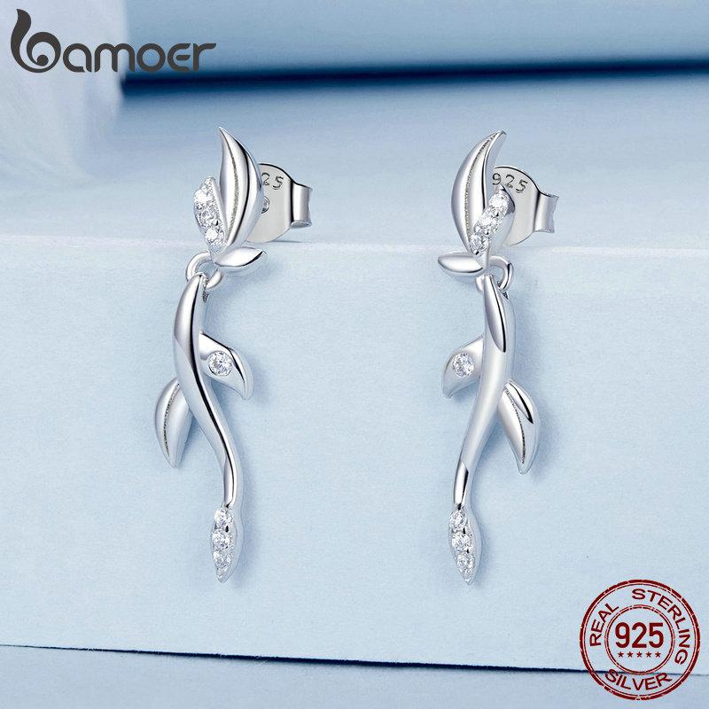 Серьги-гвоздики BAMOER из стерлингового серебра 925 пробы с фианитом, гипоаллергенные легкие ювелирные изделия, подарки для девочек