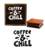 Printtoo Coffee & Chill Text Design Square Wooden Rubber Stamp Card Print Block-2 x 2