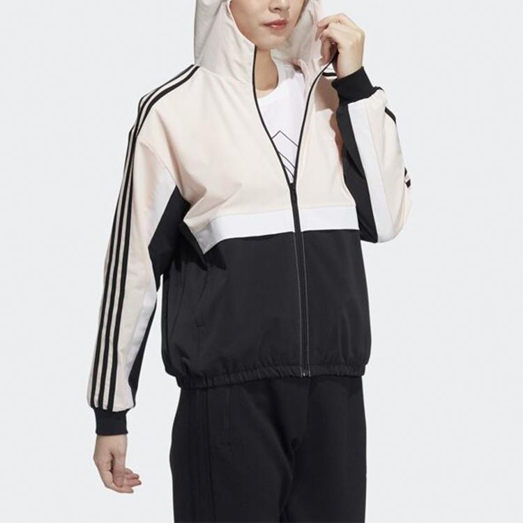 (WMNS) adidas Hooded Jacket Asia Sizing 'Black Pink' Women's GP0622