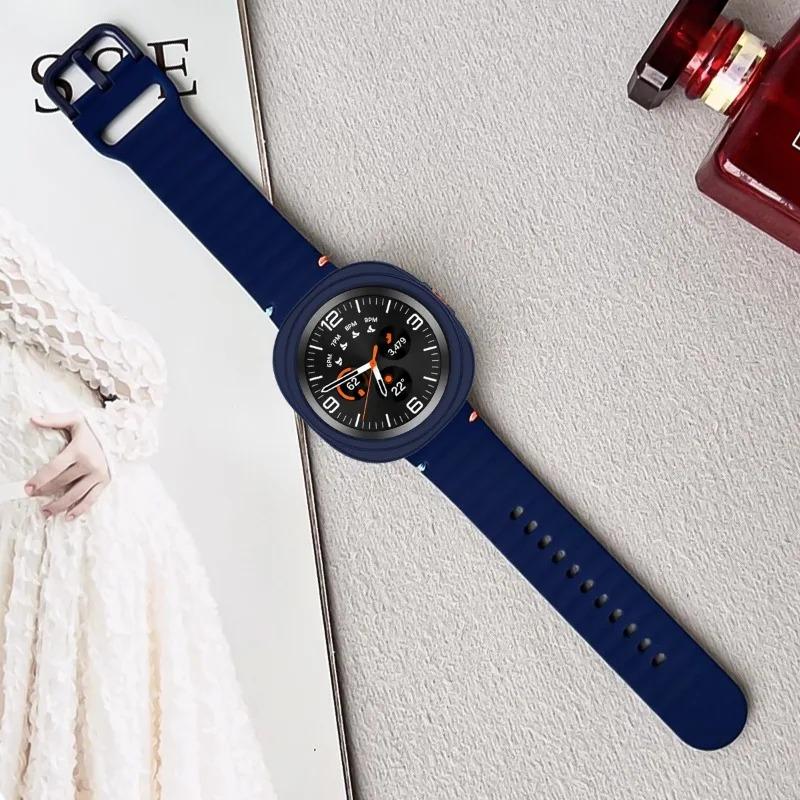 Силиконовый ремешок+Пластиковый корпус для Samsung Galaxy Watch 8 classic Волнообразный ремешок Защитная пленка Бампер для Galaxy Watch 8 classic 46мм