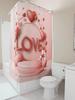 Romantic Love Heart Print Shower Curtain For Bathroom Decoration