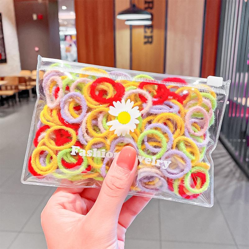 100 шт./пакет Простые практичные маленькие резинки для волос для девочек и детей, эластичные резинки для волос, аксессуары, резинка для волос, кольцо, головной убор