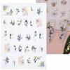 3D Fall Nail Stickers Gold Leaf Cotton Flowers Transfer Decals Nail Adhesive Sliders Manicure 2023 Autumn Decorations TRSTZ-SJ