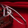 Silver Charm Double Heart Bangle Women Luxury Wedding Silver 925 Jewelry Bangles