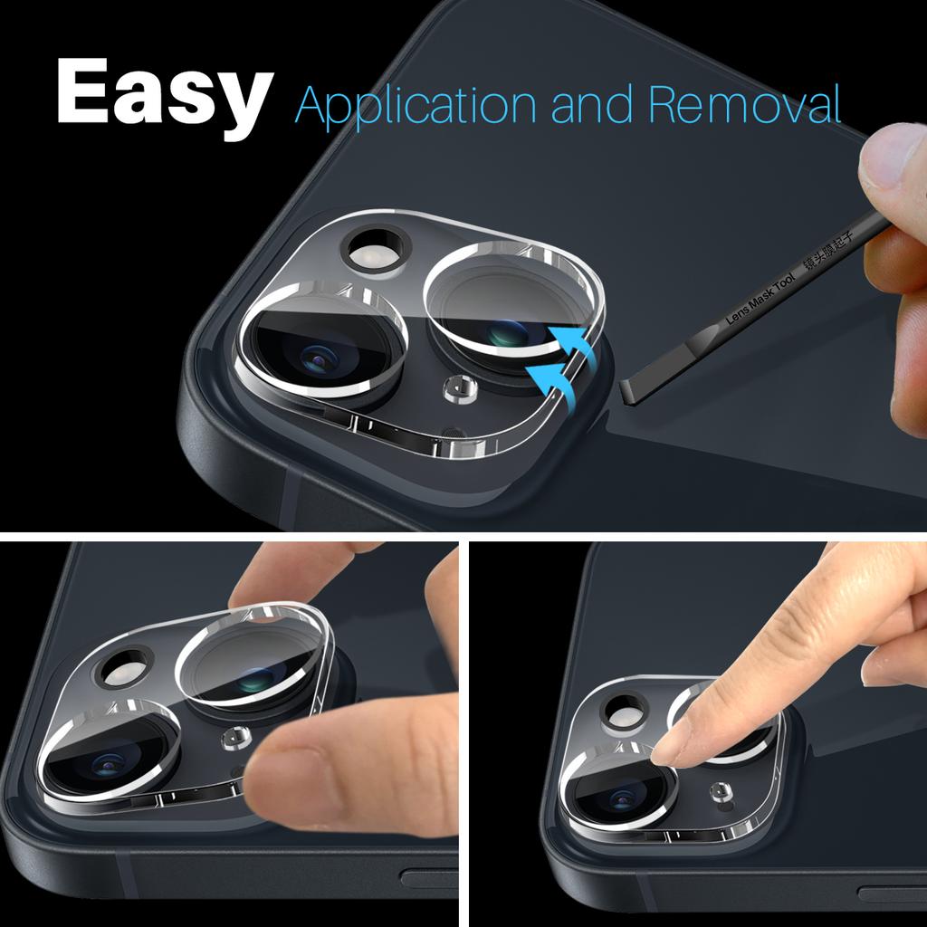 NORTHJO 2Pcs For iPhone 14/14 Plus Tempered Glass Camera Lens Protector Clear 3D Integrated Full Coverage