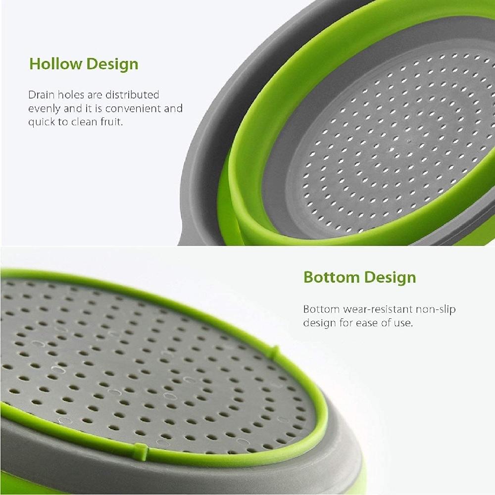 Foldable Silicone Colander Fruit Vegetable Washing Basket Strainer with Handle