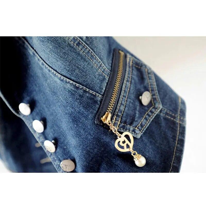 Повседневные женские топы, женский джинсовый жилет, куртка, весенне-осенняя одежда, короткие джинсы без рукавов, однобортные жилеты