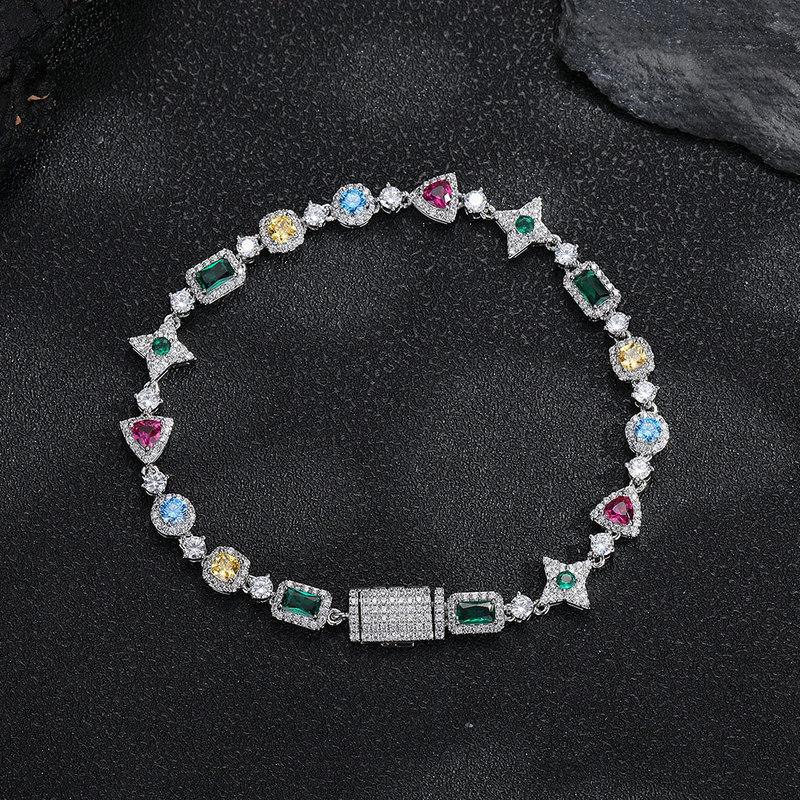 Iced Out Tennis Bracelet Multicolor Cubic Zirconia Hip Hop Chain Bracelet for Men Women Party Gift Jewelry