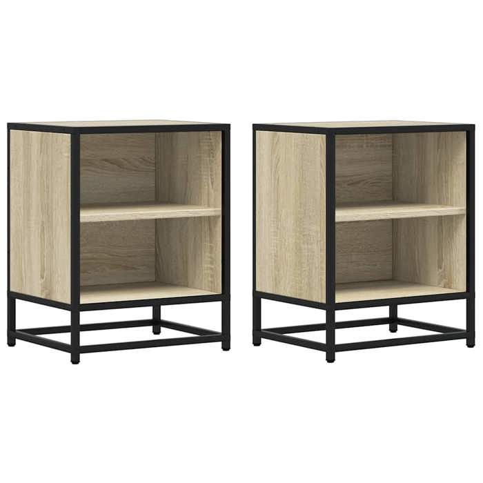 VidaXL Bedside Tables 2 Pcs Sonoma Oak Engineered Wood and Metal, Side Table, Bedside Cabinet, Side Table for 848702