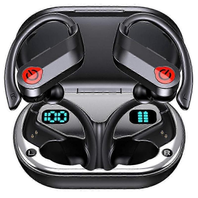 Wireless Bluetooth Sports Headphones with HD Microphone & Dual LED Display - Waterproof In-Ear Design for Active Lifestyles