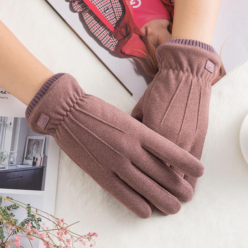 Warm Women's Winter Windproof Plush Thickened Riding and Driving Gloves De Velvet Windproof Outdoor Gloves