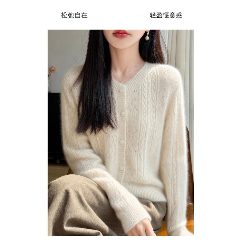 Women S Long Sleeve Loose Knit Cardigan Round Neck Soft Commute Sweater