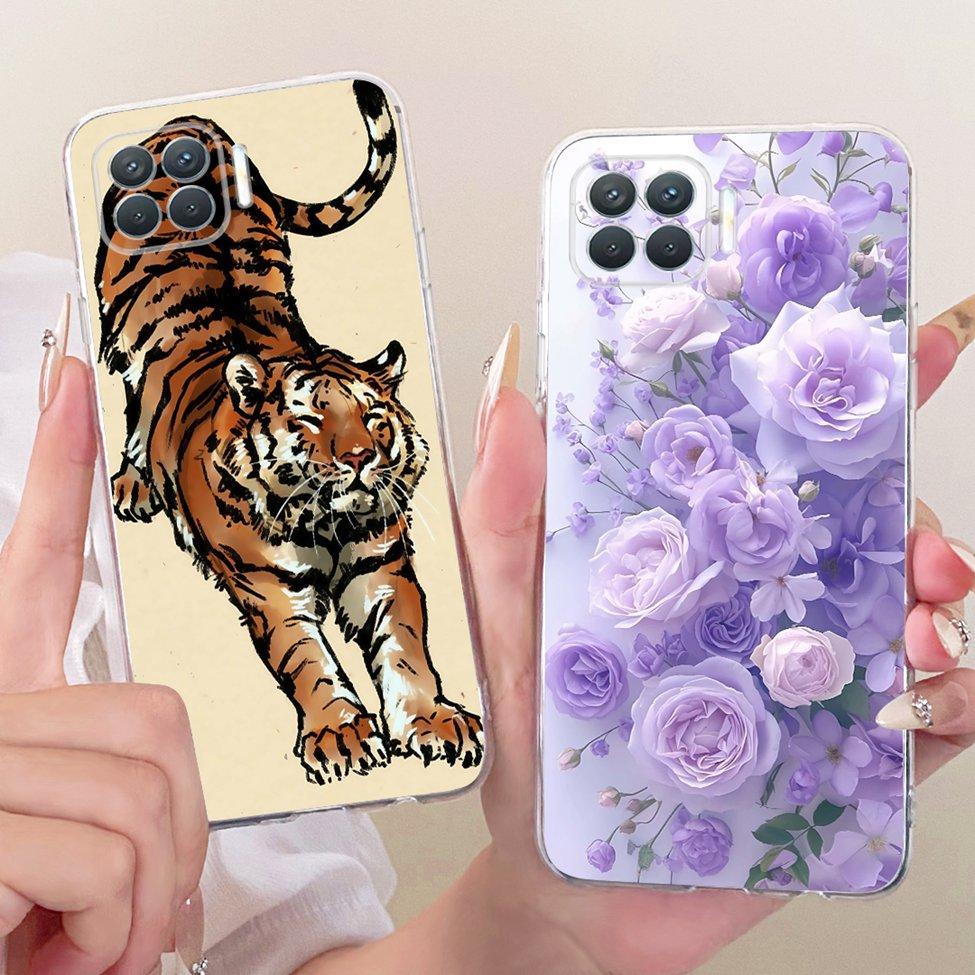 Clear For Oppo F17 Pro Case CPH2119 Cute Cat Fashion Butterfly Funny Painted Bumper Cover For Oppo F17 Pro Casing