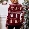 GMXIA Gingerbread Man Jacquard Long-sleeved Sweater Pullover Casual Top Christmas Sweater