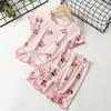 Girl's Summer Thin Section of Homewear Suit In Small Children Ice Silk Short-sleeved + Shorts Fresh Leisure Two-piece Set