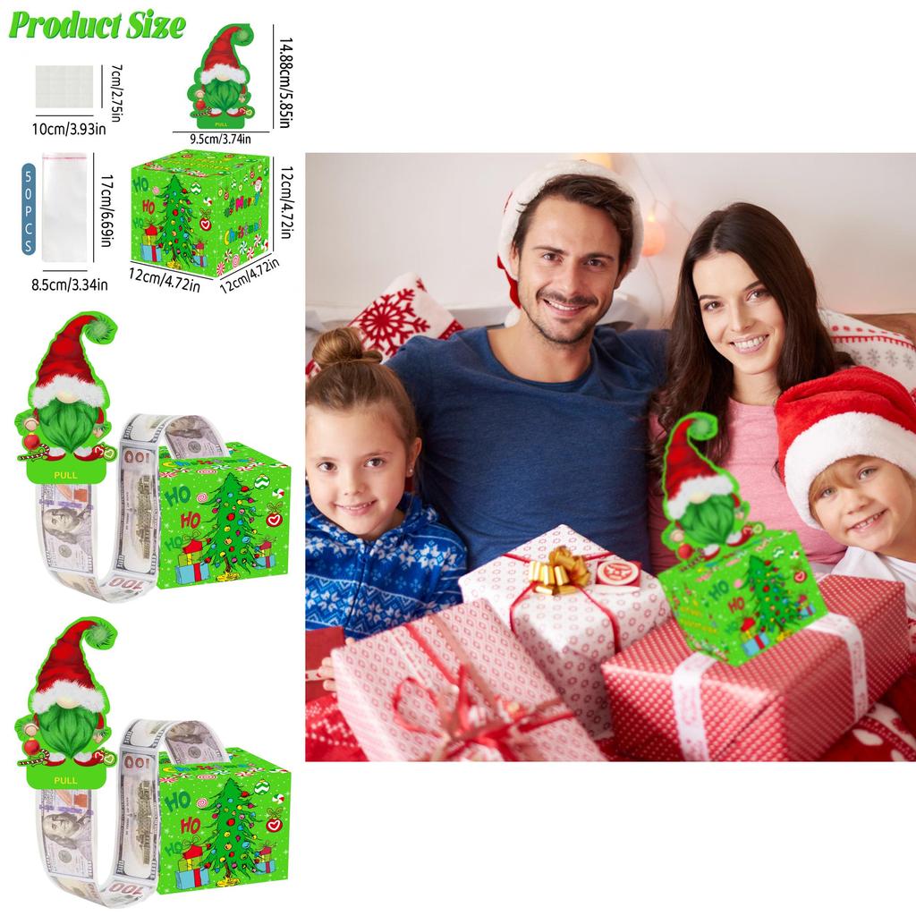 Подарочная коробка в рождественской тематике с иллюстрацией эльфа для праздничного декора и обмена подарками