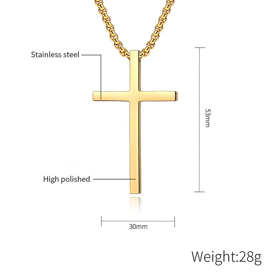 INS-Style Titanium Steel Cross Necklace: Smooth, Niche Design for Men & Women - Stainless Steel Sweater Chain.