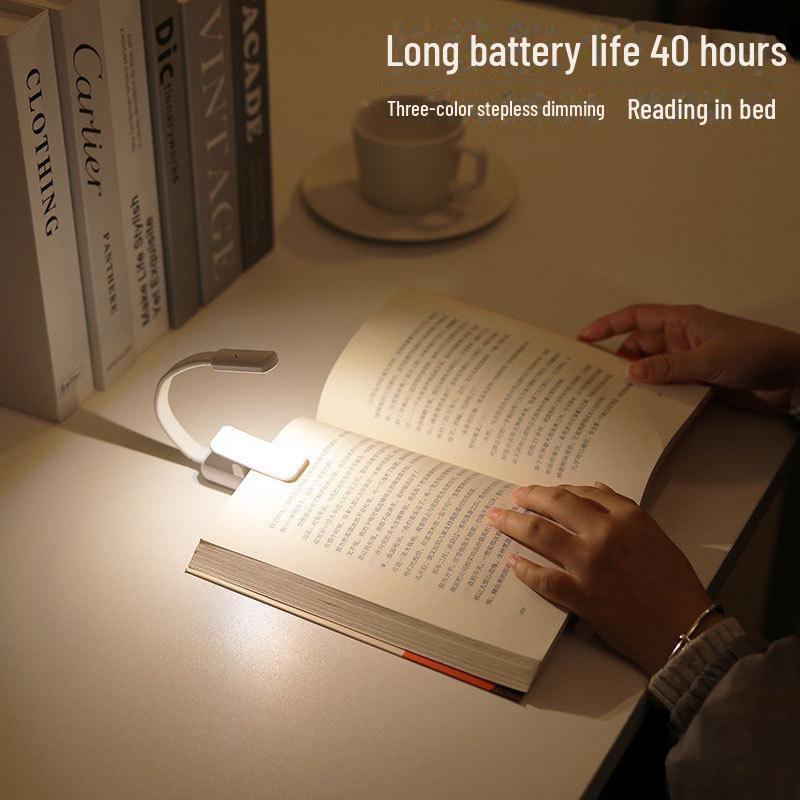 Мини-светильник для чтения с зажимом для книг - защита глаз, перезаряжаемый, для студентов, для общежития, ночник для спальни