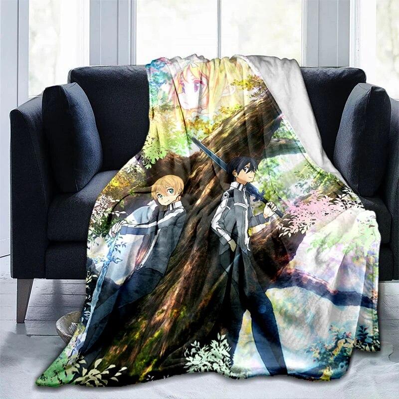 Популярное аниме SAO Sword Art Online, аниме, современное одеяло Gedruckt Bettdecke Geschenk, фланелевые мягкие плюшевые одеяла для дивана-кровати