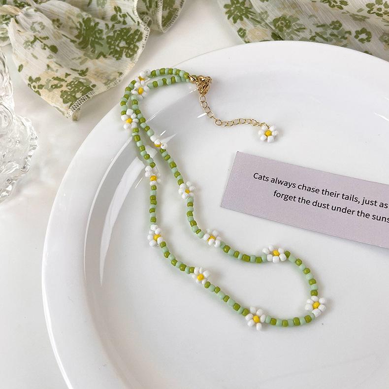 Свежий зеленый галстук, коллекция ожерелья ручной работы из бисера, цепочка на ключицу, дизайн, ниша, колье, ожерелье