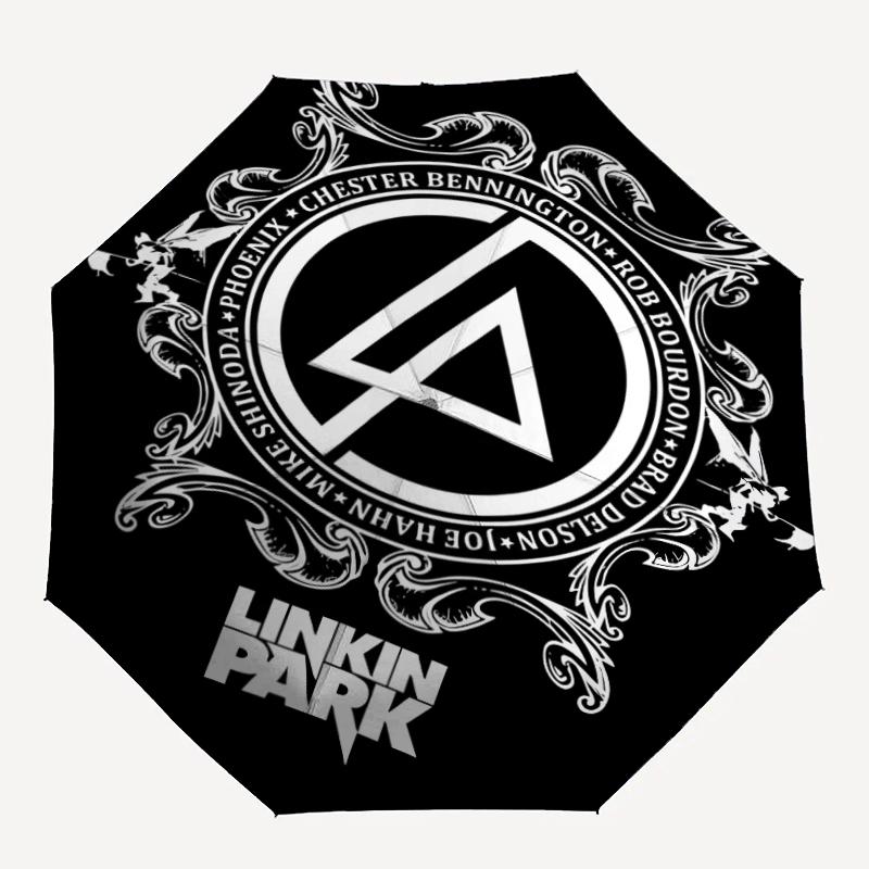 1 шт. Зонт Linkin Park2, Защита от солнца и УФ-излучения. Имеет восемь прочных ребер для использования на улице и является идеальным подарком