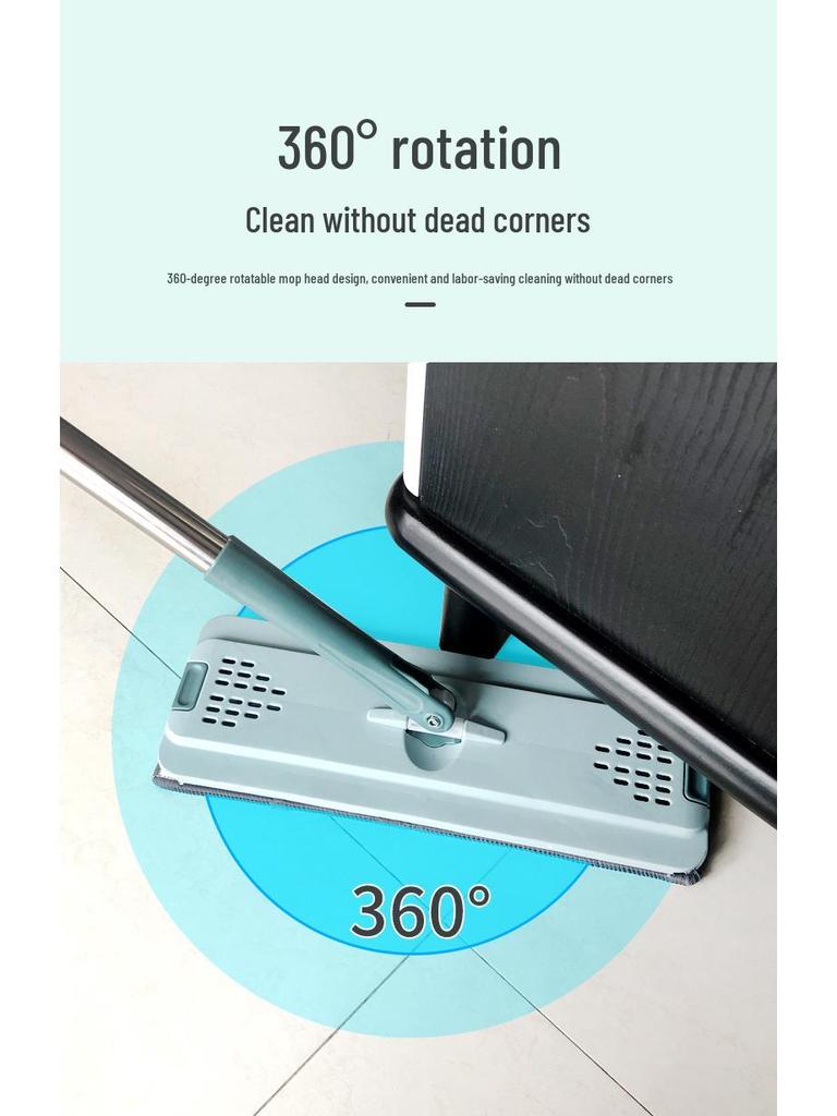 Hands-Free Flat Mop: Dual-Use Scratch-Off Design for Easy, Efficient Cleaning with Bucket.
