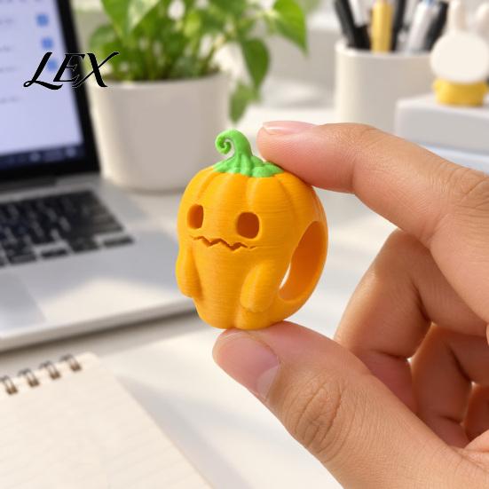 Легкое Пластиковое Кольцо 3D Печатное Хэллоуин Тыква Кольцо, Мультяшное Осеннее Пальцевое Праздничное Костюмное Аксессуар для Женщин Мужчин Украшения
