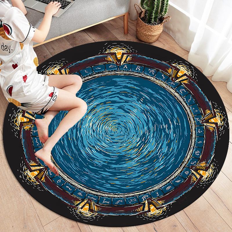 Круглый ковер Vortex Crossing Gate, Ковер для гостиной, спальни, дивана, игровой комнаты, Декор, Нескользящий коврик для пола