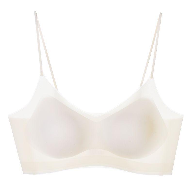 Underwear women's summer seamless thin ice silk beautiful back sports without steel ring, large chest shows small chest gathering, shoulder strap bra