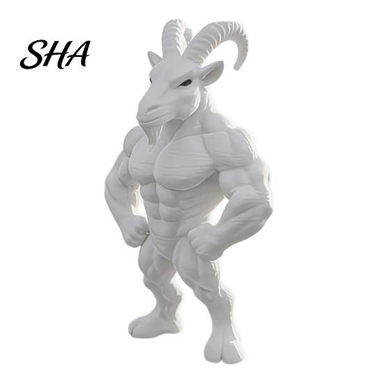 Narrative Space Decor 3D Printed Muscular Goat Figurine, Animal Sculpture Desk for Niche Art Collectible Home Office Shelf, Fun Gift Gym Goers Lovers
