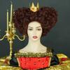 Royal Queen Wig Dark Red Short Curly Hair Synthetic Heart Cosplay Wigs Halloween Costume Party Wig