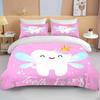 Cute Cartoon Teeth Print Bedding Set 1 Duvet Cover 1/2 Pillowcases Adult and Children Bedding Set Luxury Bed Cover Set