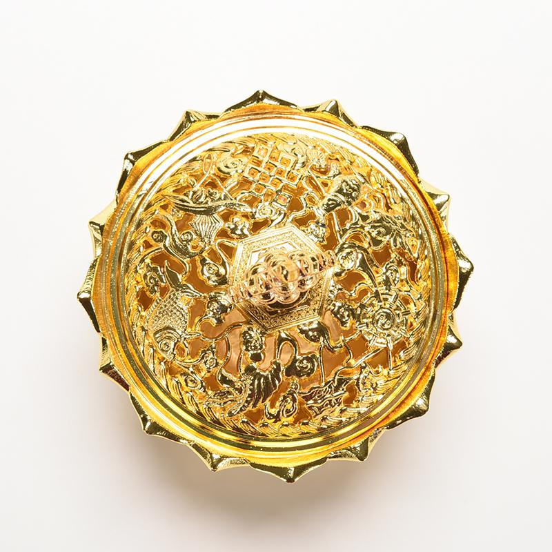 Tibet Collect Bronze Auspicious Lotus Shape Statue Box Incense Burner Censer