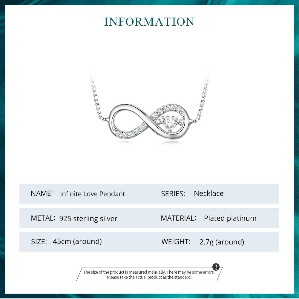 BAMOER Infinity Love Family Forever Short Chain Necklace for Women Clear CZ 925 Sterling Silver Fashion Jewlery