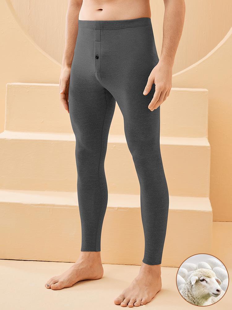 Мужские теплые шерстяные леггинсы с бархатной подкладкой - зимние брюки, защищающие от холода
