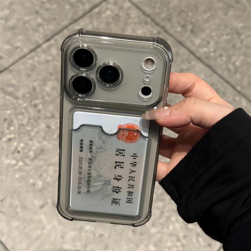 Ударопрочный Чехол-Карман с Отсеком для Карт Для iPhone 17 13 12 11 Pro Max 17 Air Прозрачные Чехлы Для iPhone 16 15 14 Plus Обложка