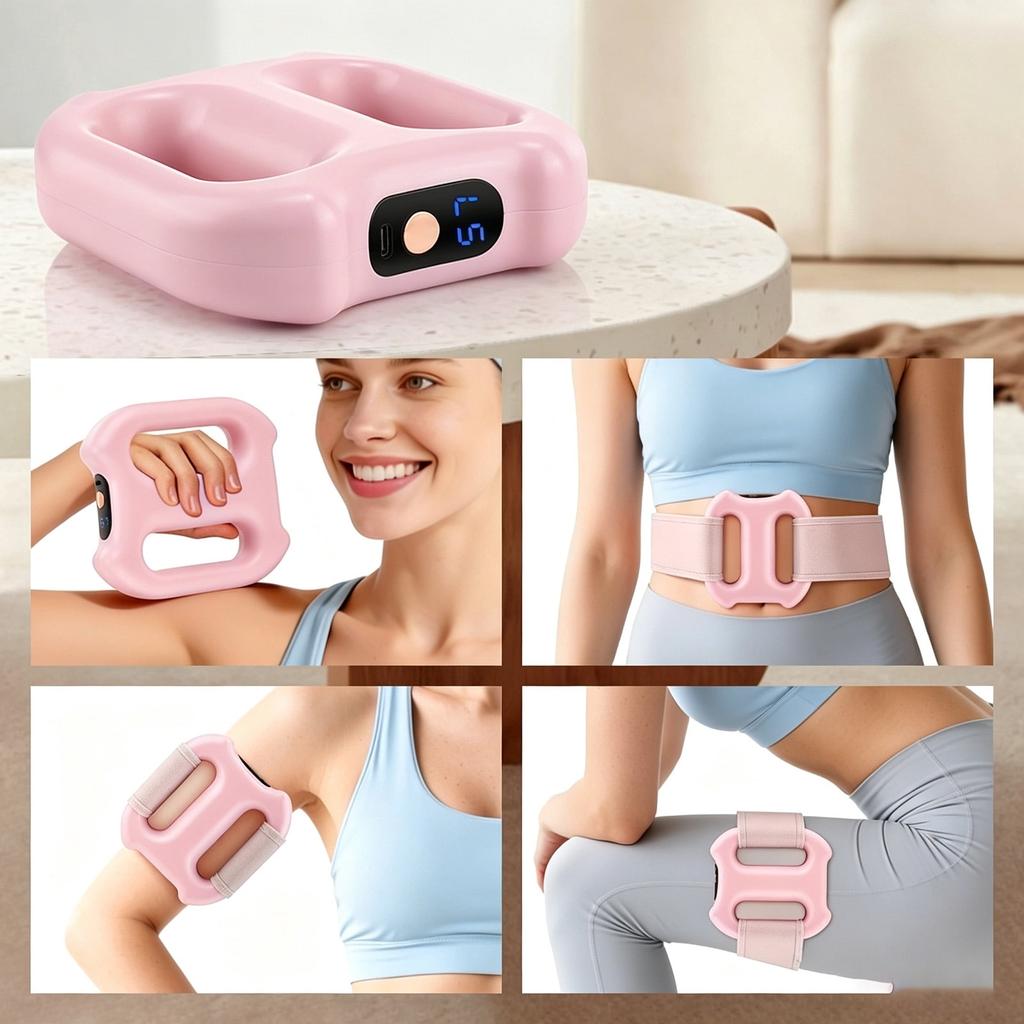 Wireless electric fascia ring massager, dual-ring vibration, rechargeable muscle massage tool