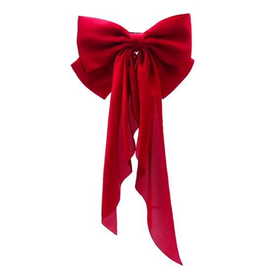 Нескользящий Плотный Элегантный Изысканный Пружинный Зажим Китайский Стиль Большой Бант Лента Декор Пружинная Заколка Аксессуары для Волос