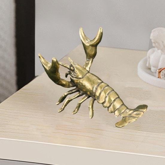 Держатель для ручки-омара, орнамент из латуни, ретро-животное, изысканные фигурки раков, миниатюры, украшения для офиса, рабочего стола, коллекция ремесленных произведений искусства, подставка для ручек