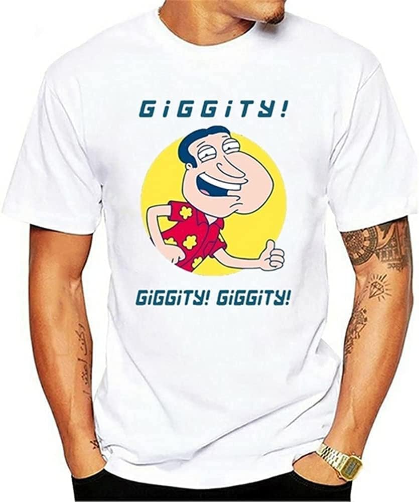 Button Down Shirts 100% Cotton Men Family Glenn Quagmire Giggity O-Neck Short-Sleeve Tees White
