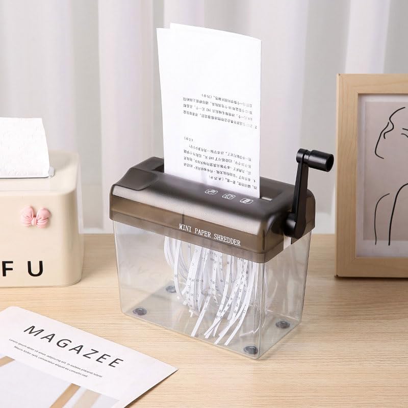 Уничтожитель бумаг Ручной уничтожитель бумаг Мини-уничтожитель бумаг Бесшумный ручной уничтожитель бумаг формата А6 Удобен для переноски и идеально подходит для использования в офисе/дома/школе (черный)
