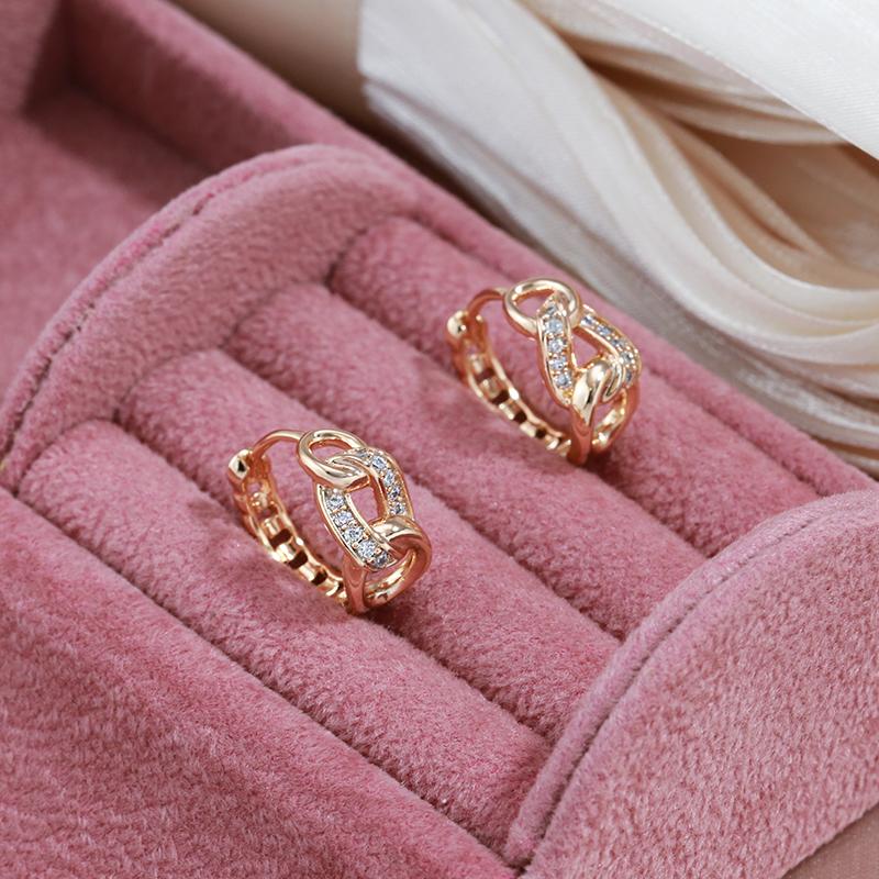 Kinel Vintage Chain Hoop Earrings For Women Rose Gold Color Fine Jewelry