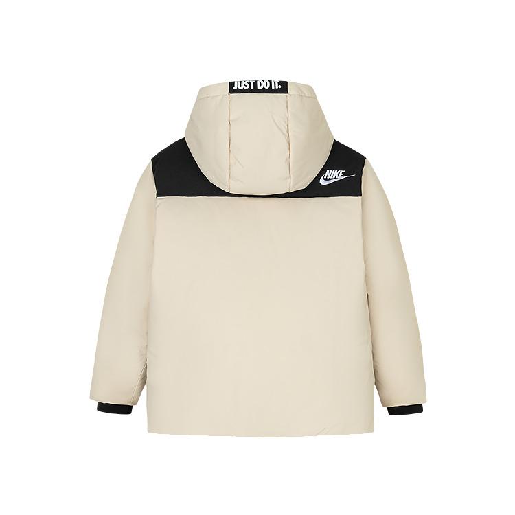 Nike Пуховик Simple Brand Logo с капюшоном, удобные детские куртки с длинным рукавом, белый-песочный NY2442051GS-002