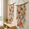 Natural Wooden Branch Crochet Floral Vine Wall Hanging  Bedroom Wall Art
